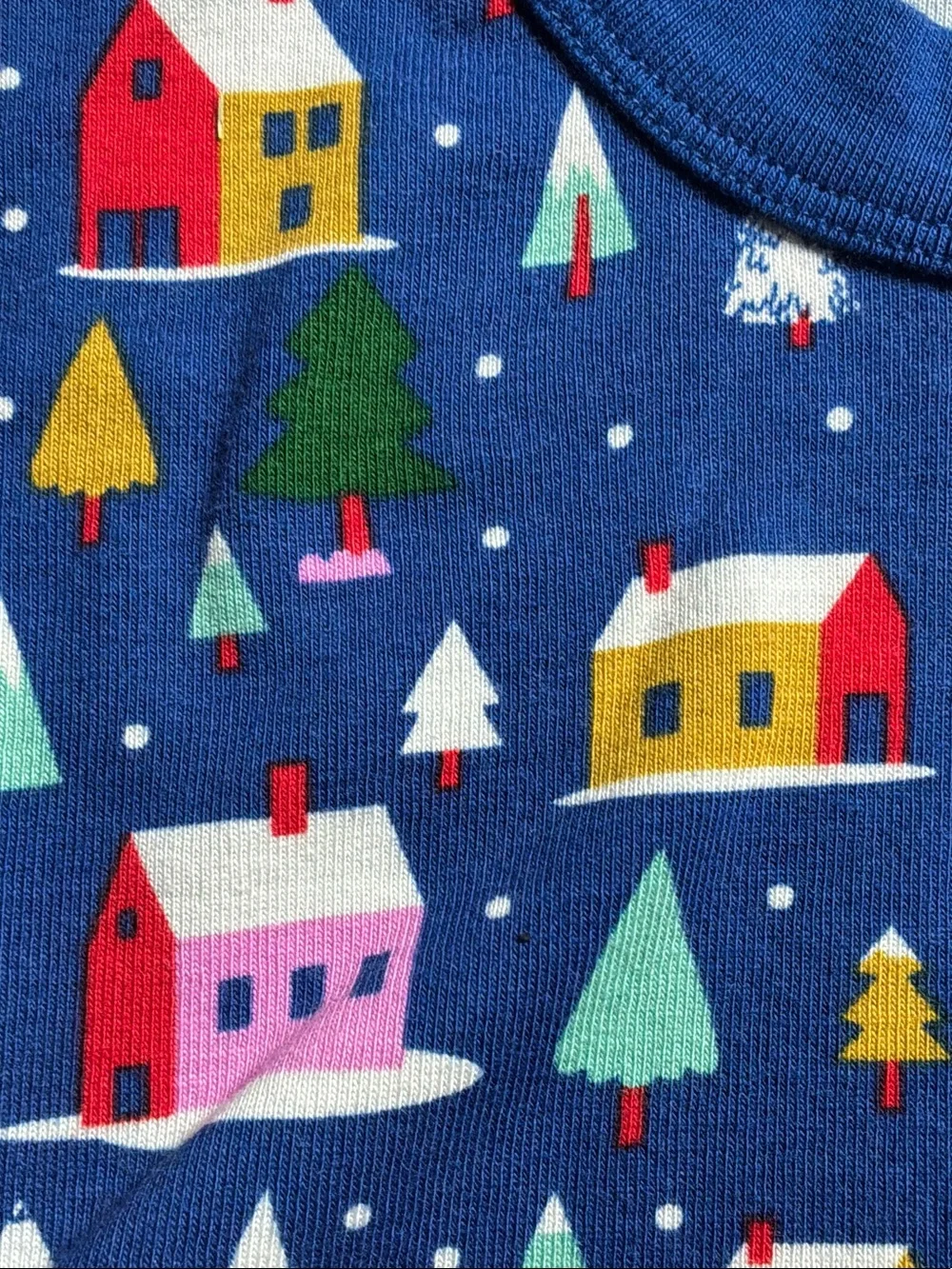 Hanna Andersson adult Bright Blue Holiday Village Pajama Set